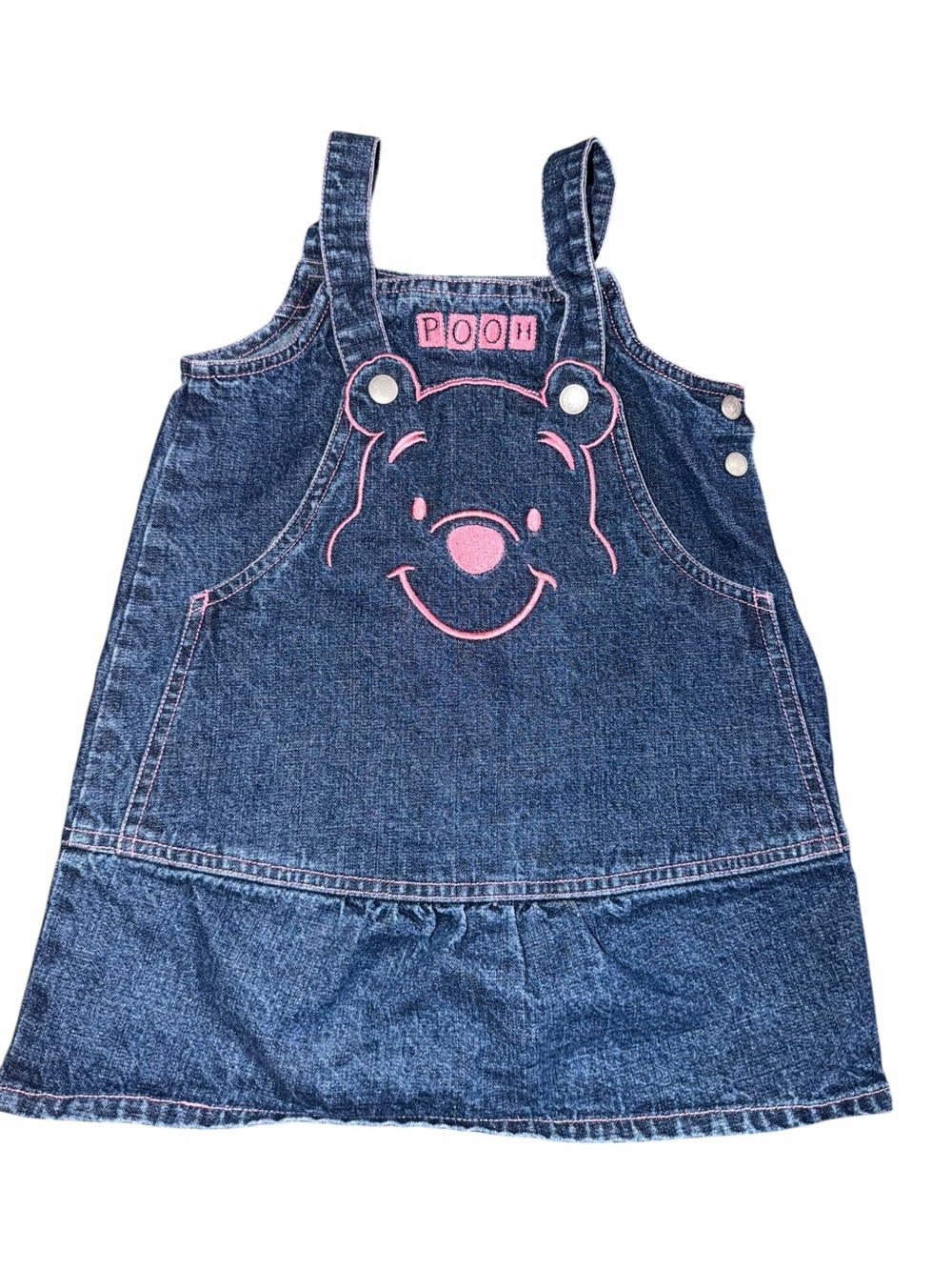 Disney Kids Winnie the Pooh Vintage Y2K Denim Jumper Dress Size 3T